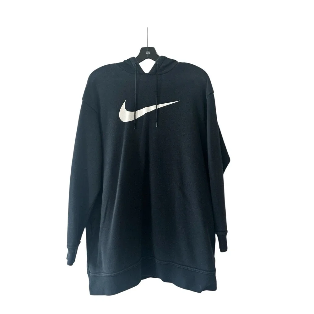 Nike Womens Black White Long Sleeves Hoodie Size‎ Small S Oversized Sweatshirt